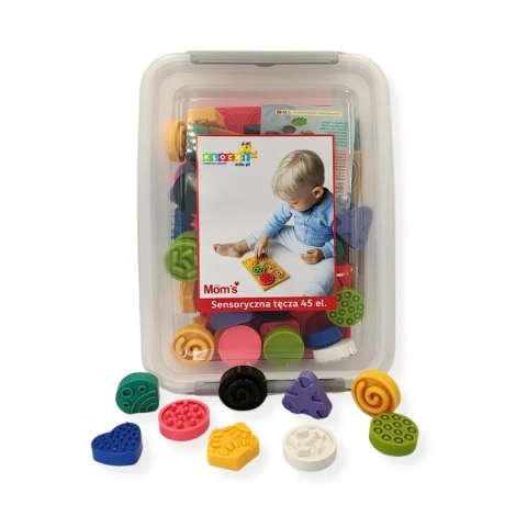 Sensoryczna tęcza - zestaw puzzli sensorycznych - dotyk, kształt - 45 el. 1+