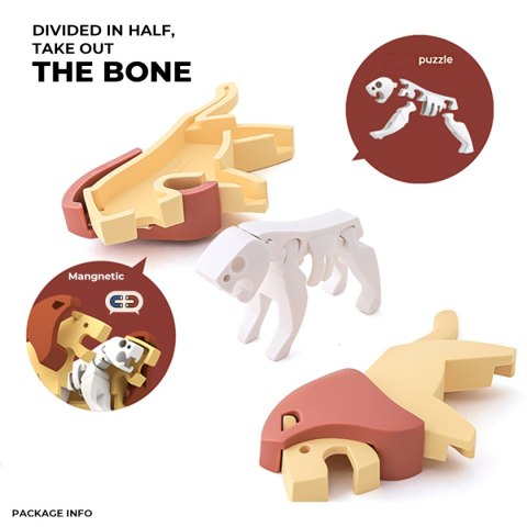 Figurki magnetyczne 3D safari Lew i Słoń - Half Toys 3+
