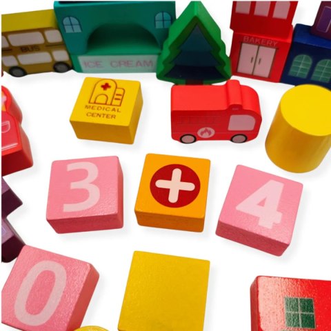 Klocki drewniane miasto sorter 100 elementów - Kabi 3+