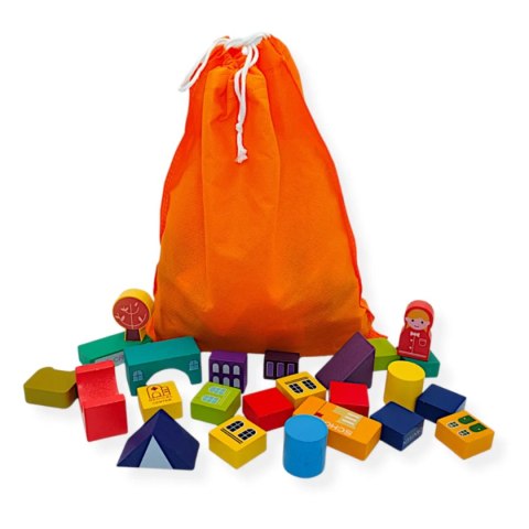 Klocki drewniane miasto sorter 100 elementów - Kabi 3+