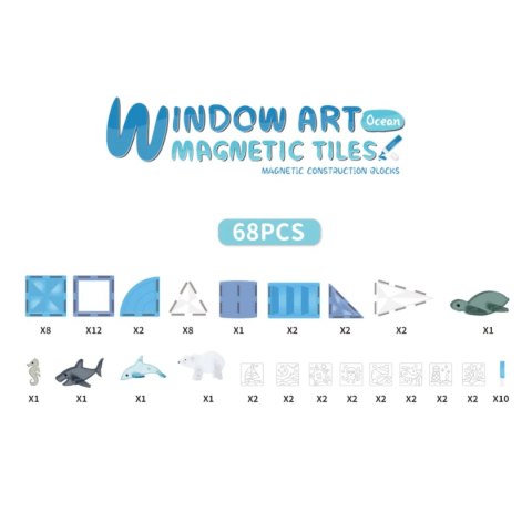 Klocki magnetyczne Ocean 68 el. DIY kolorowanki - 3+