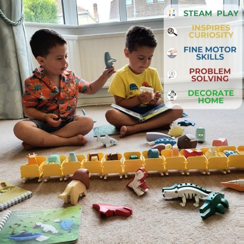 Zabawki magnetyczne 3D dla dzieci safari hipopotam i krokodyl - Half Toys 3+