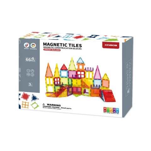 Klocki magnetyczne XL 66 elementów - Magnetic Tiles 3+