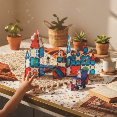 Klocki magnetyczne kosmiczne zestaw 60 elementów - 3+