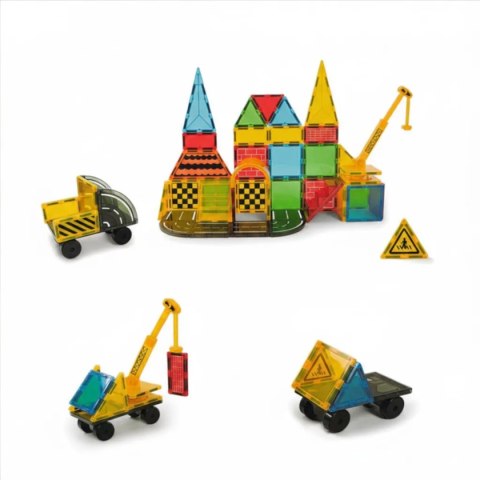 Klocki magnetyczne plac budowy 50 el. przezroczyste - Magnetic Tiles 3+