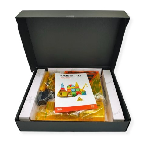Klocki magnetyczne plac budowy 50 el. przezroczyste - Magnetic Tiles 3+