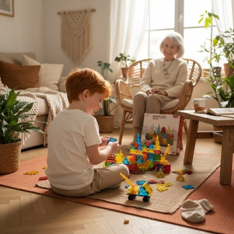 Klocki magnetyczne plac budowy 50 el. przezroczyste - Magnetic Tiles 3+