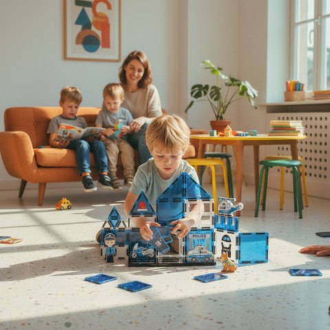 Klocki magnetyczne policja komisariat 28 el. - Magnetic Tiles 3+