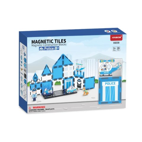 Klocki magnetyczne policja komisariat 28 el. - Magnetic Tiles 3+