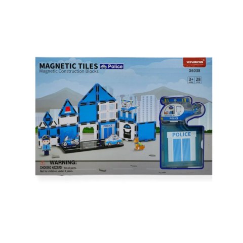 Klocki magnetyczne policja komisariat 28 el. - Magnetic Tiles 3+