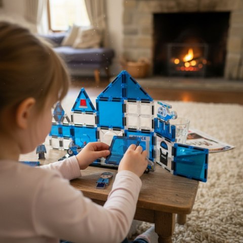Klocki magnetyczne policja komisariat 28 el. - Magnetic Tiles 3+