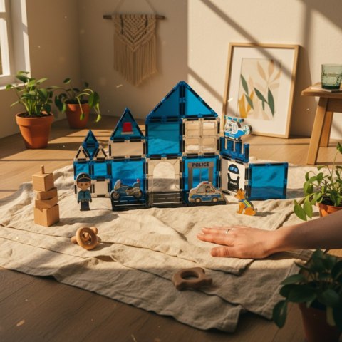 Klocki magnetyczne policja komisariat 28 el. - Magnetic Tiles 3+