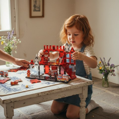 Klocki magnetyczne straż pożarna 32 el. - Magnetic Tiles 3+