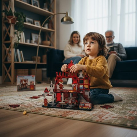 Klocki magnetyczne straż pożarna 32 el. - Magnetic Tiles 3+
