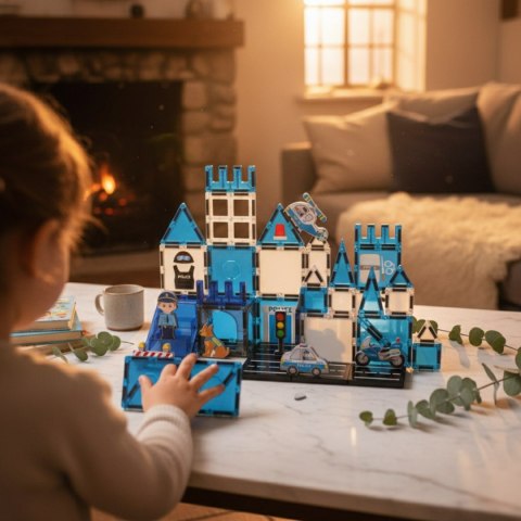 Klocki magnetyczne policja 42 el. - Magnetic Tiles 3+