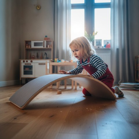 AdamToys deska balansująca półksiężyc - drewniana z filcem 3+