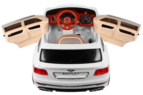 Auto na akumulator Bentley Bentayga dla dzieci Biały + Koła EVA + Radio MP3 + Pilot