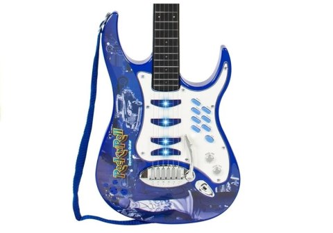Gitara Elektryczna Struny Mikrofon Wzmacniacz Niebieska Gitara Elektryczna Struny Mikrofon Wzmacniacz Niebieska