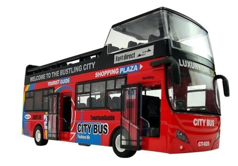 Autobus Piętrowy z Dźwiękiem 1:32 Otwierane Drzwi Czerwony Autobus Piętrowy z Dźwiękiem 1:32 Otwierane Drzwi Czerwony