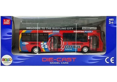 Autobus Piętrowy z Dźwiękiem 1:32 Otwierane Drzwi Czerwony Autobus Piętrowy z Dźwiękiem 1:32 Otwierane Drzwi Czerwony