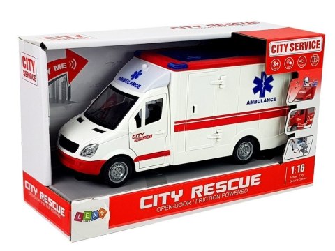 Ambulans Z Napędem Frykcyjnym 1:16 Dźwięk Światła Ambulans Z Napędem Frykcyjnym 1:16 Dźwięk Światła