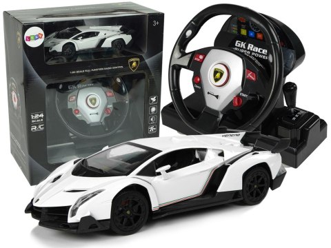 Auto Zdalnie Sterowane Lamborghini Veneno Biały 2,4 G Pilot Kierownica Dźwięk Światła Auto Zdalnie Sterowane Lamborghini Veneno Biały 2,4 G Pilot Kierownica Dźwięk Światła