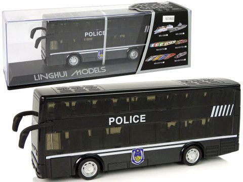 Autobus Policyjny Dwupiętrowy Czarny z Napędem Frykcyjnym Autobus Policyjny Dwupiętrowy Czarny z Napędem Frykcyjnym
