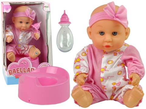 Lalka Bobas Różowa Nocnik Siusia Pije Kokardka 24 cm Lalka Bobas Różowa Nocnik Siusia Pije Kokardka 24 cm