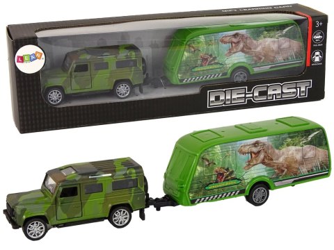 Zestaw Pojazdów Jeep z Naciągiem Przyczepa z Dinozaurami Zestaw Pojazdów Jeep z Naciągiem Przyczepa z Dinozaurami