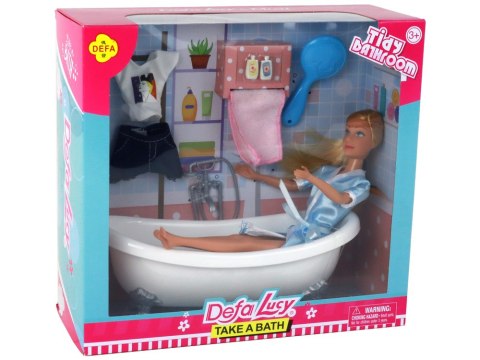 Lalka Dla Dzieci Długie Blond Włosy Szlafrok Niebieski Wanna Łazienka Lalka Dla Dzieci Długie Blond Włosy Szlafrok Niebieski Wanna Łazienka