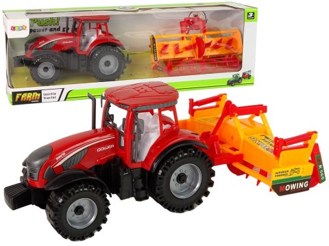 Traktor z Kultywatorem Napęd Frykcyjny Czerwony Traktor z Kultywatorem Napęd Frykcyjny Czerwony