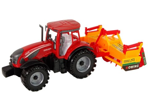 Traktor z Kultywatorem Napęd Frykcyjny Czerwony Traktor z Kultywatorem Napęd Frykcyjny Czerwony