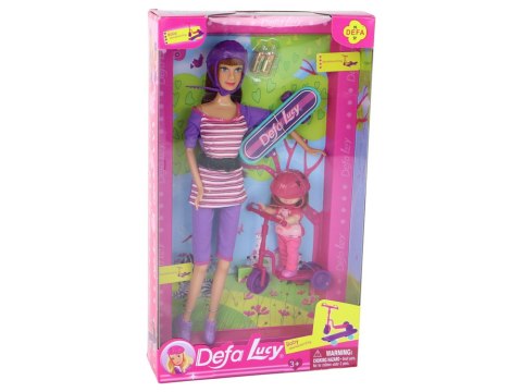 Zestaw Lalek Lucy Purpurowy Hulajnoga Deskorolka Kaski Zestaw Lalek Lucy Purpurowy Hulajnoga Deskorolka Kaski