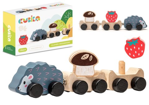 Drewniana Zabawka Mądry Jeżyk Wagoniki Truskawka Grzybek 15467 Drewniana Zabawka Mądry Jeżyk Wagoniki Truskawka Grzybek 15467