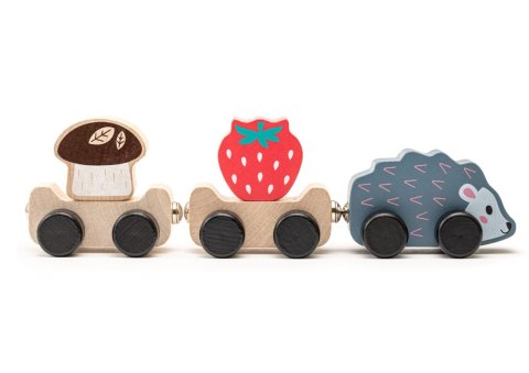 Drewniana Zabawka Mądry Jeżyk Wagoniki Truskawka Grzybek 15467 Drewniana Zabawka Mądry Jeżyk Wagoniki Truskawka Grzybek 15467