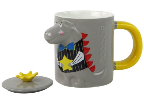 Kubek Ceramiczny z Pokrywką Szary Dinozaur 400 ml Kubek Ceramiczny z Pokrywką Szary Dinozaur 400 ml