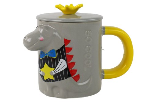 Kubek Ceramiczny z Pokrywką Szary Dinozaur 400 ml Kubek Ceramiczny z Pokrywką Szary Dinozaur 400 ml