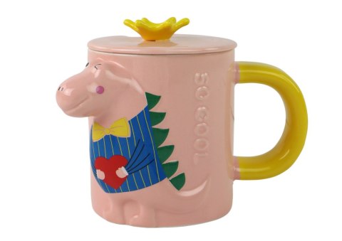 Kubek Z Przykrywką Dinozaur Różowy Dinozaur 400 ml Kubek Z Przykrywką Dinozaur Różowy Dinozaur 400 ml