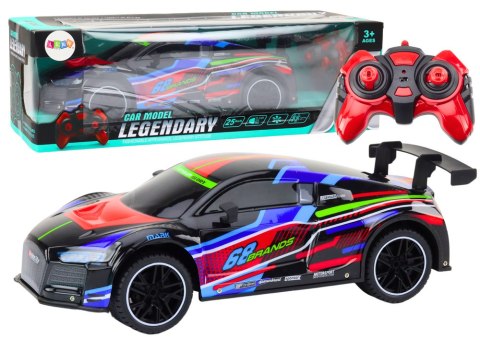 Auto Sportowe Zdalnie Sterowane RC 1:10 25km/h Światła Czarny Auto Sportowe Zdalnie Sterowane RC 1:10 25km/h Światła Czarny