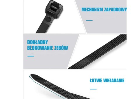 Opaski Zaciskowe Kablowe Do Kabli Ziperki Trytki Trytytki 2,5x200 MM Opaski Zaciskowe Kablowe Do Kabli Ziperki Trytki Trytytki 2,5x200 MM