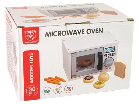 Drewniana Kuchenka Mikrofalowa Mikrofalówka Jedzenie Biała Drewniana Kuchenka Mikrofalowa Mikrofalówka Jedzenie Biała