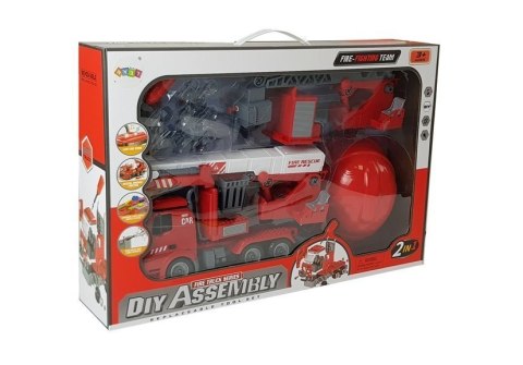 Zestaw DIY Wóz Strażacki 2w1 Wymienne Podnośniki Śrubokręt Dźwięk Efekty Świetlne Kask Zestaw DIY Wóz Strażacki 2w1 Wymienne Podnośniki Śrubokręt Dźwięk Efekty Świetlne Kask